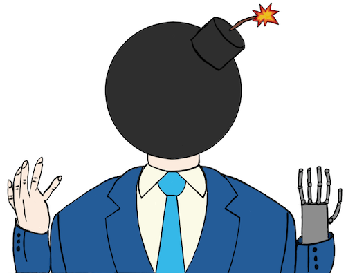 angry man with bombhead